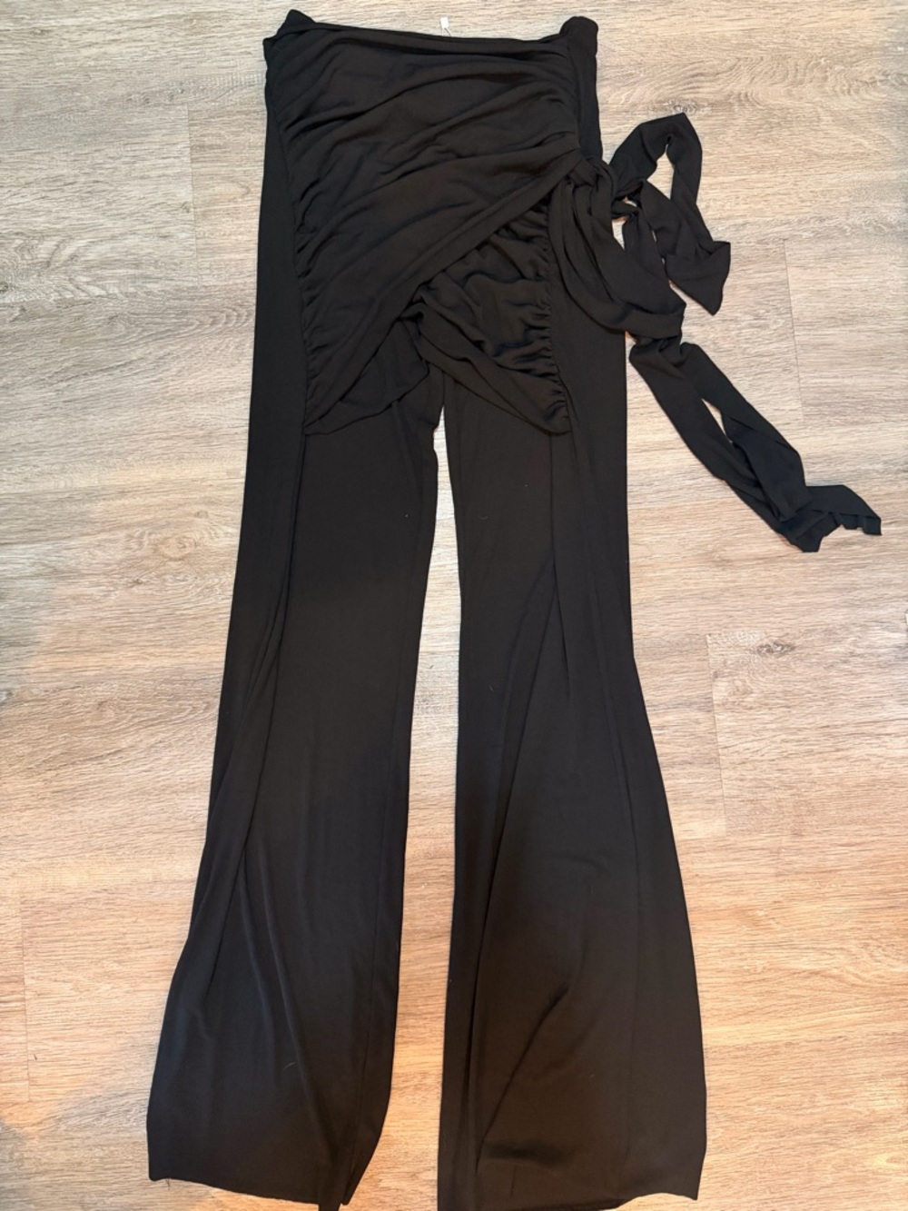 Zara Black Wide-Leg Wrap Palazzo Pants